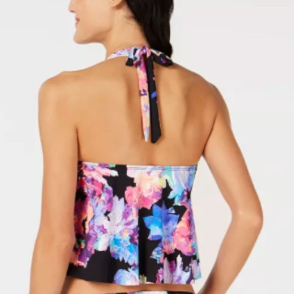 NWT Bar lll Tech Floral Halter Tankini Swim Top XS - Picture 2 of 4